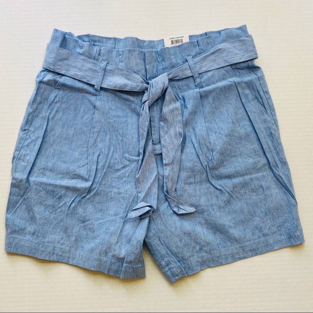 INC Women Paper Bag Blue Shorts Chambray NWT Large
